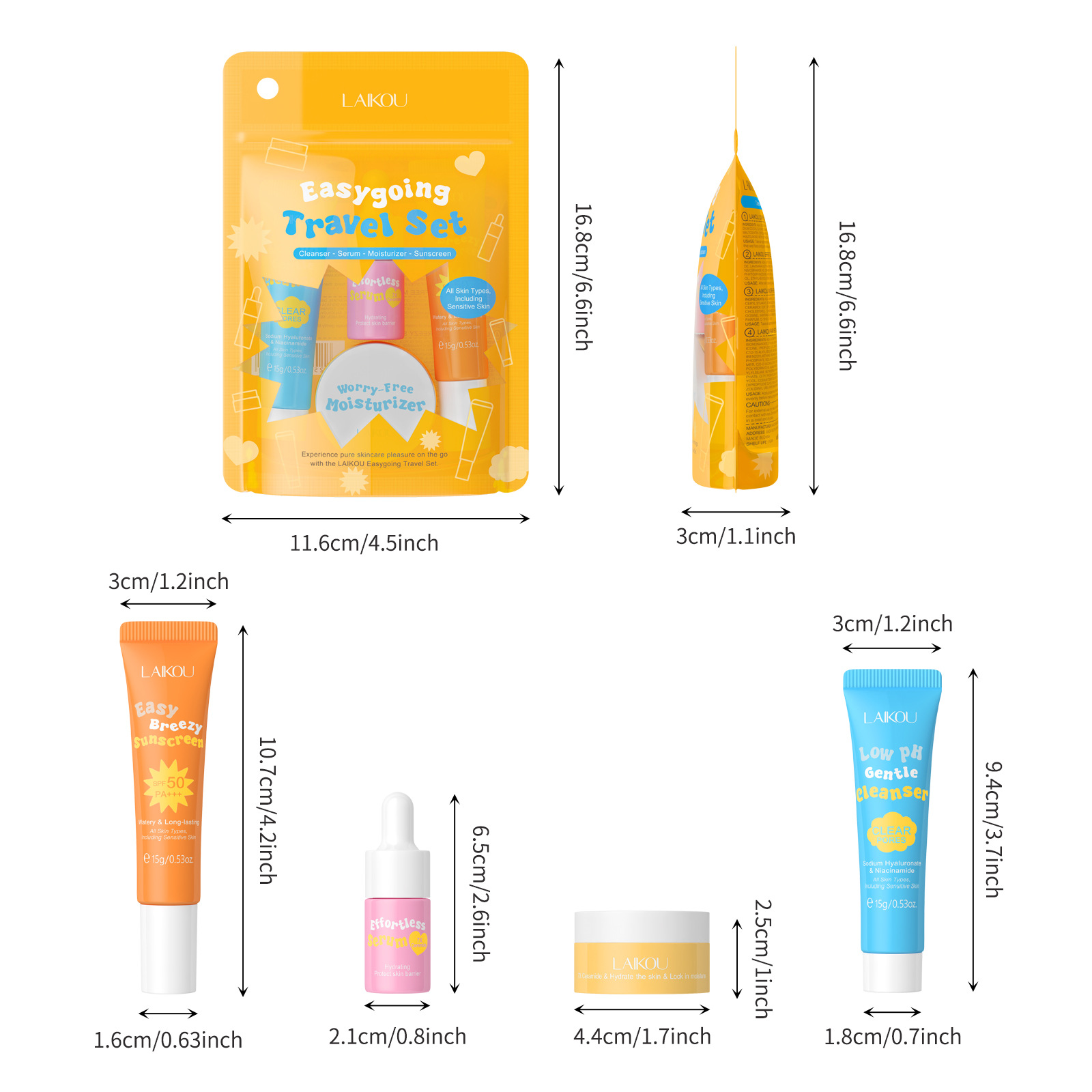 Hyaluronic Acid Facial Serum - 4PCS Laikou Ceramide Travel Suit Low