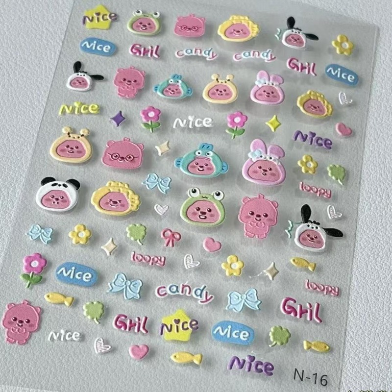 Loopy 3D embossed sticker, tra - Nail Art 评论和价格