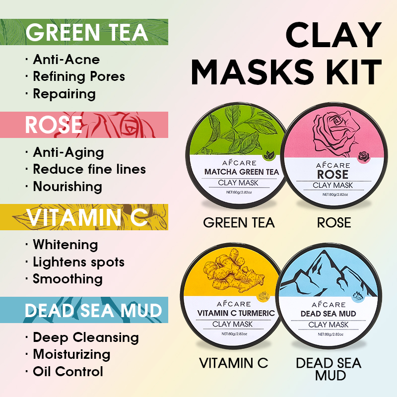 4 Pcs Clay Face Mask Set - Tur - Green Tea Cleansing Clay Mask 评论和价格