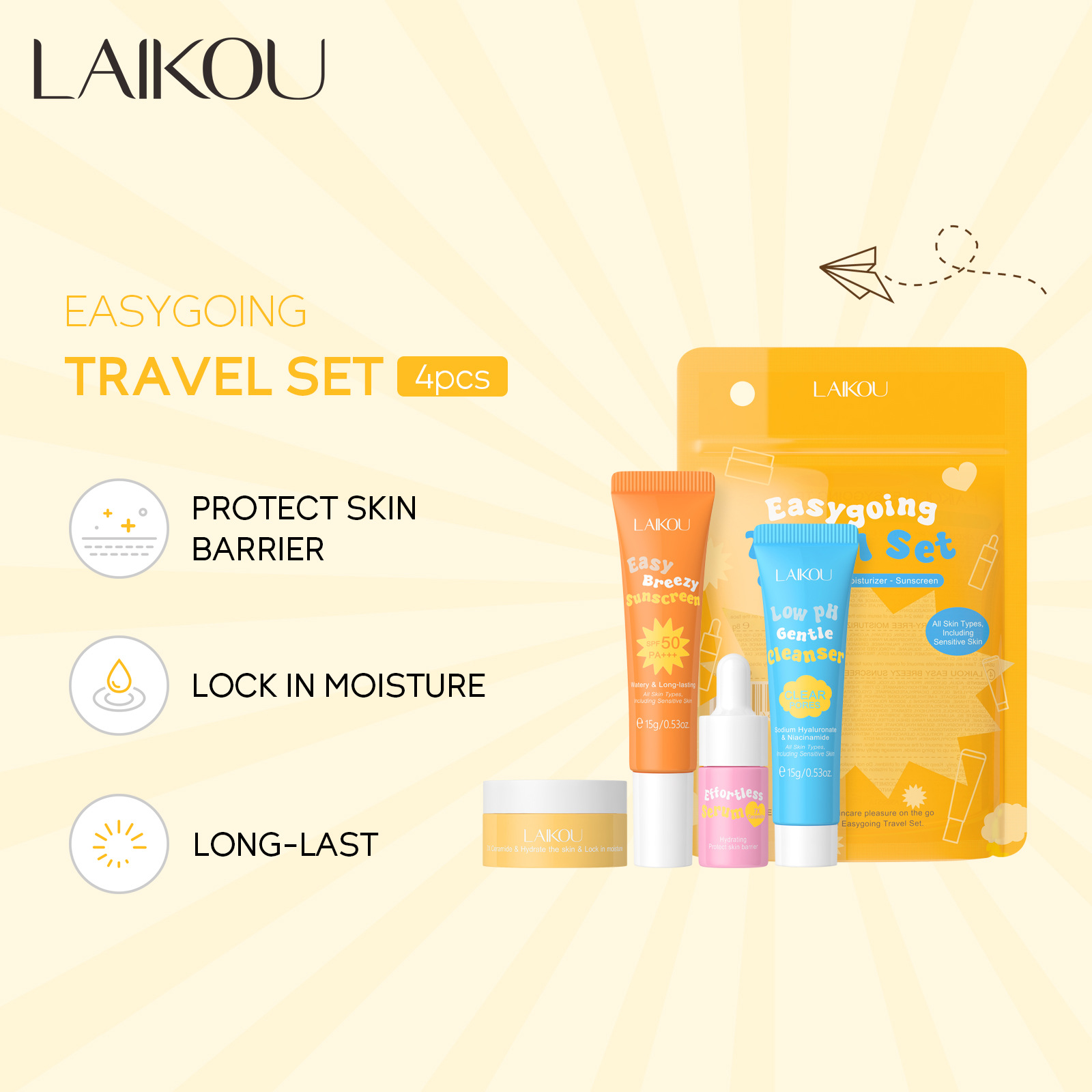 4PCS Laikou Ceramide Travel Su - Hyaluronic Acid Facial Serum 评论和价格