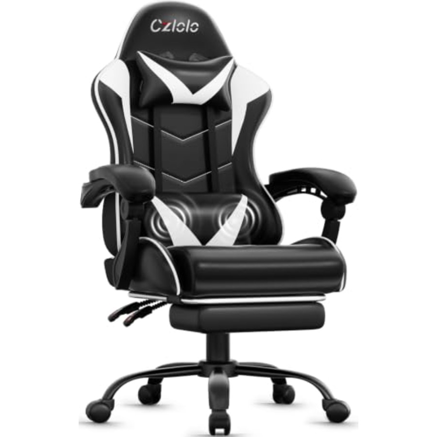 Gaming Chair with Footrest, Ra - Massage 评论和价格