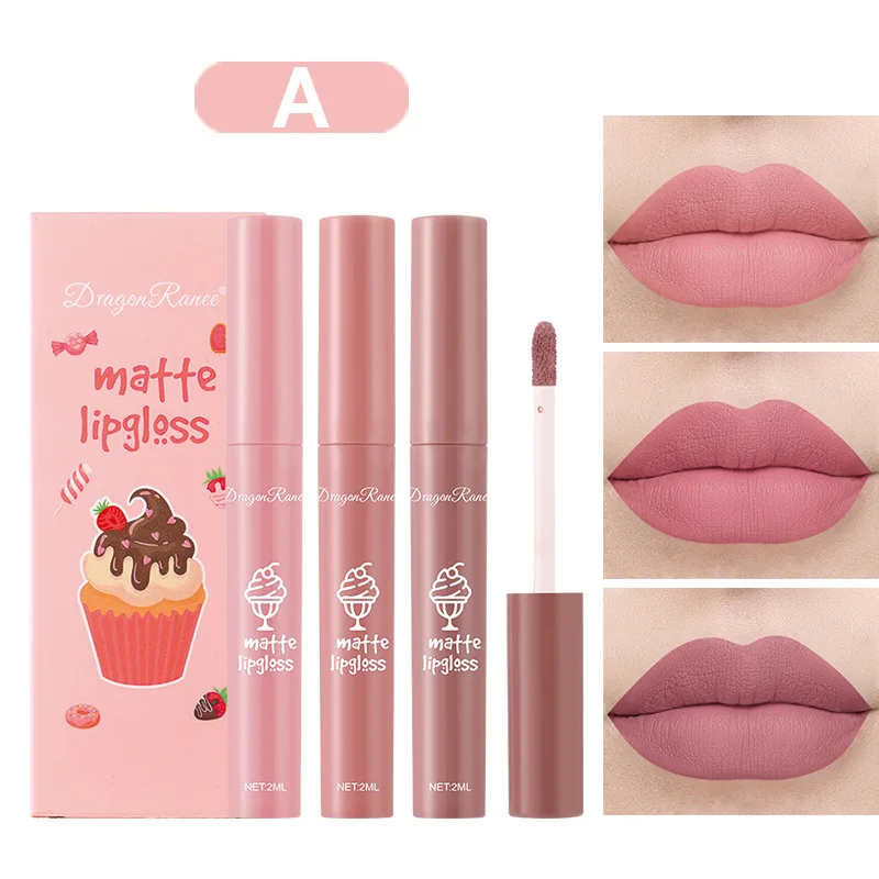 3PCS/Set Velvet Matte Nude Liq - Matte Velvet Lip Tint Long Lasting 评论和价格