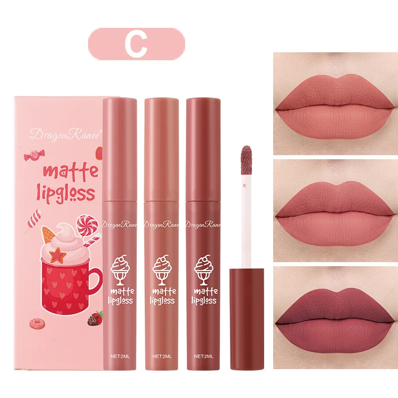 3PCS/Set Velvet Matte Nude Liq - Matte Velvet Lip Tint Long Lasting 评论和价格